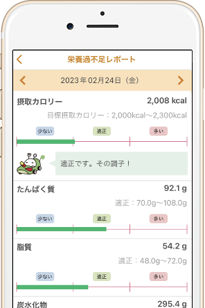 食事記録で栄養過不足がわかる